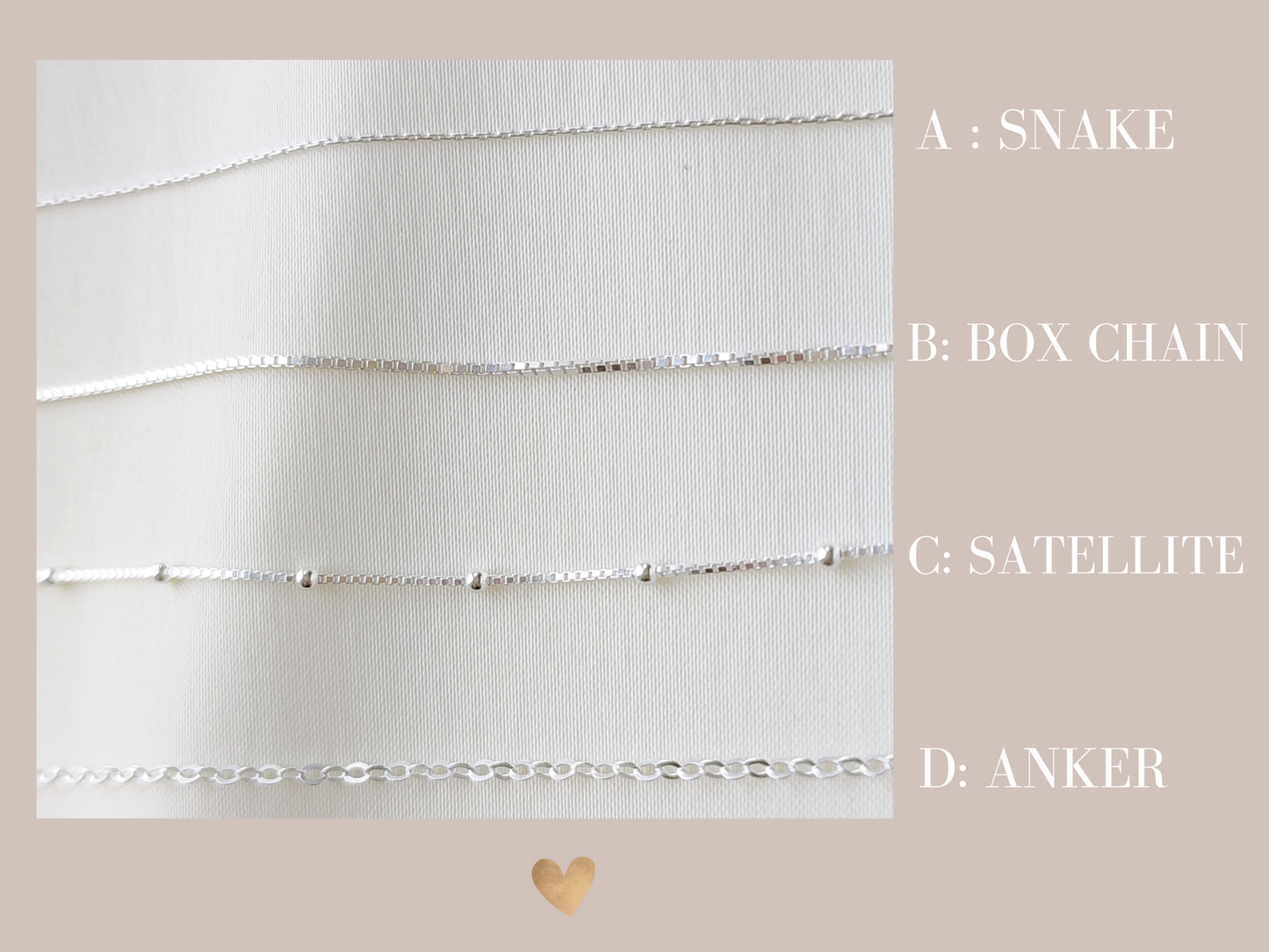 7mm Buchstaben Anhänger mit Kette der Wahl, Box Chain, Satellite Kette aus Sterling Silber