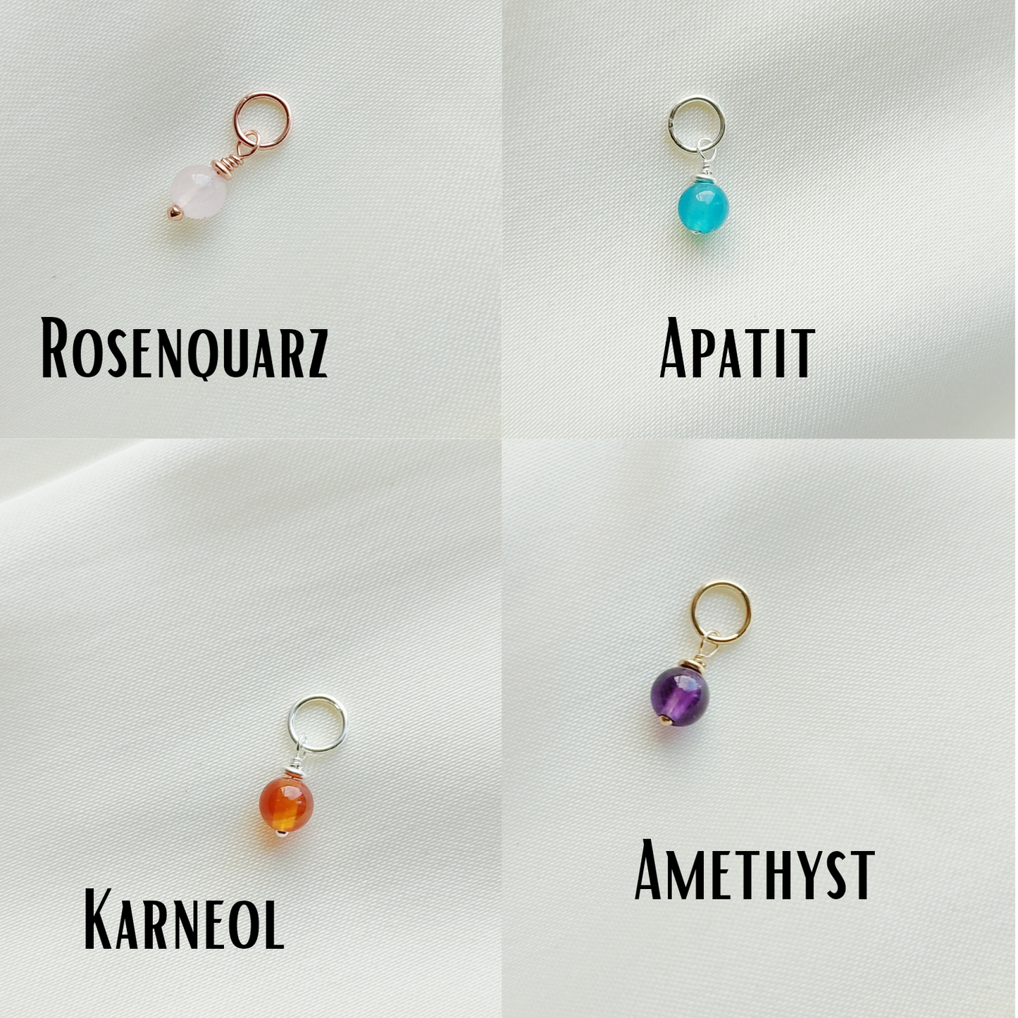 Mini Stein Anhänger für Halsketten, Creolen und Armbänder