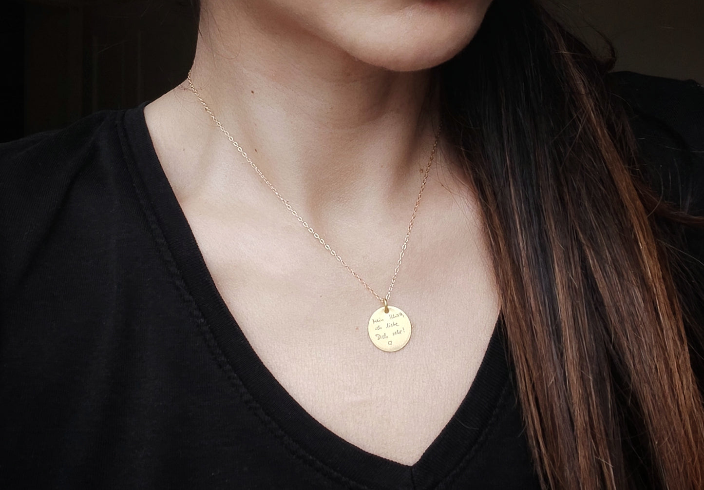 Personalisierte Handschrift Plättchen Halskette