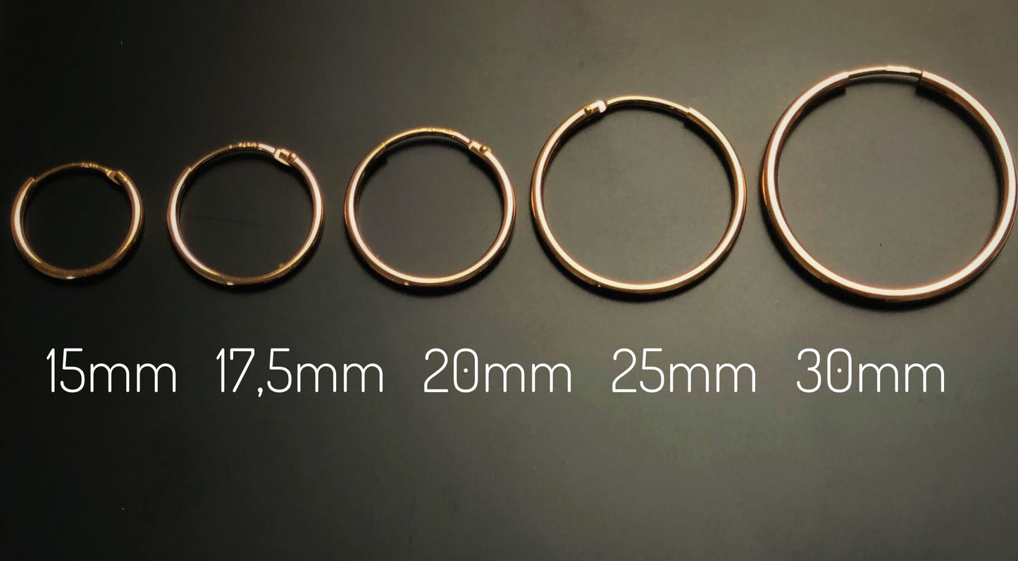 Roségold Creolen, Dünne Creolen vergoldetes 925 Sterling Silber, Einfache Gold filled Ohrringe für den Alltag, 925 Sterling Silber Creolen