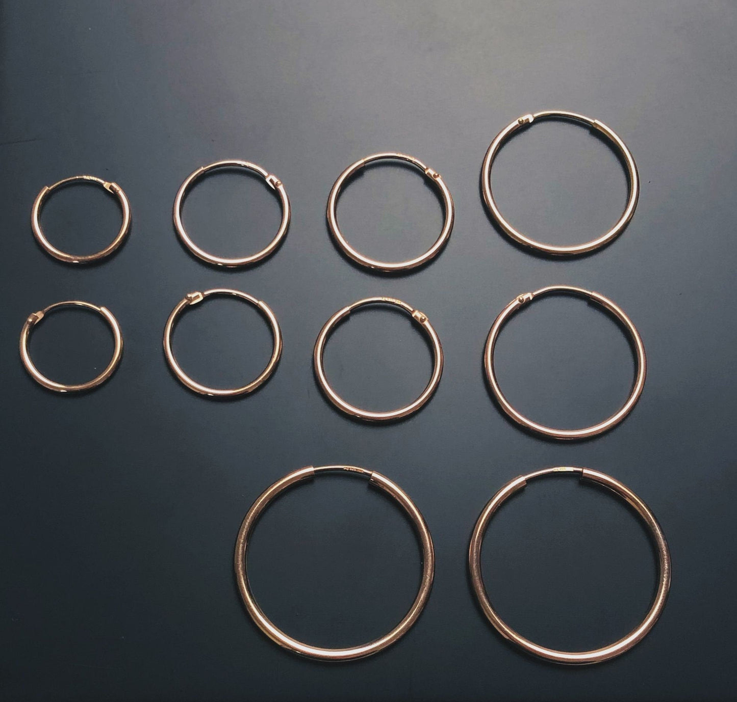 Roségold Creolen, Dünne Creolen vergoldetes 925 Sterling Silber, Einfache Gold filled Ohrringe für den Alltag, 925 Sterling Silber Creolen