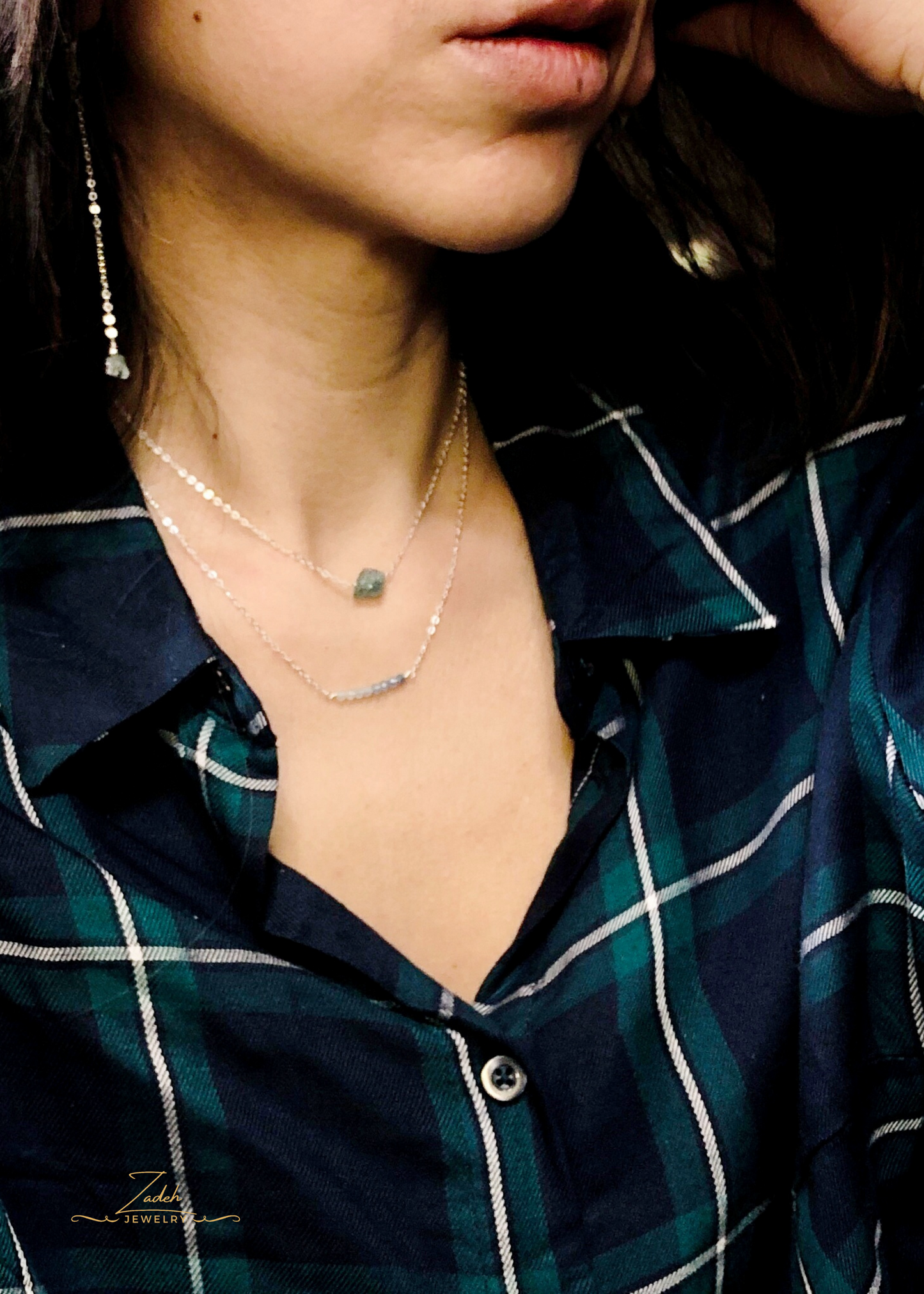 Lange Aquamarin Threader Ohrringe, Aquamarin Rohsteine