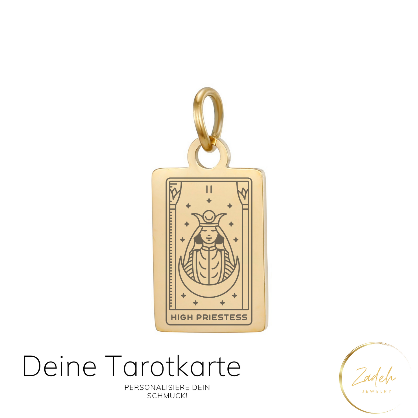 Tarotkarten Anhänger, personalisierte Tarotkarte in Gold, Roségold und Silber