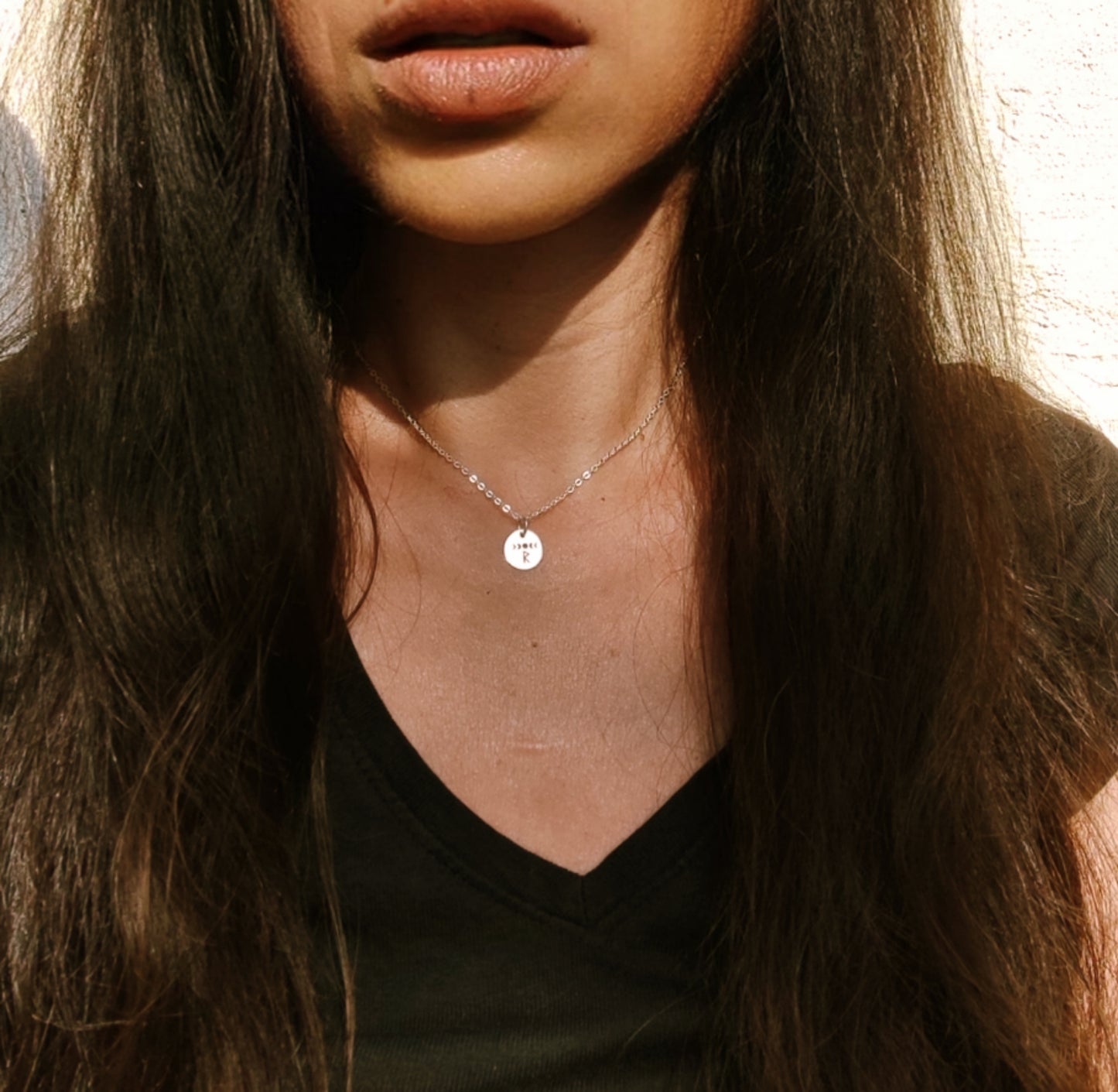 Runen Mondphasen Halskette aus 925 Sterling Silber, Personalisierte Kette mit Gravur