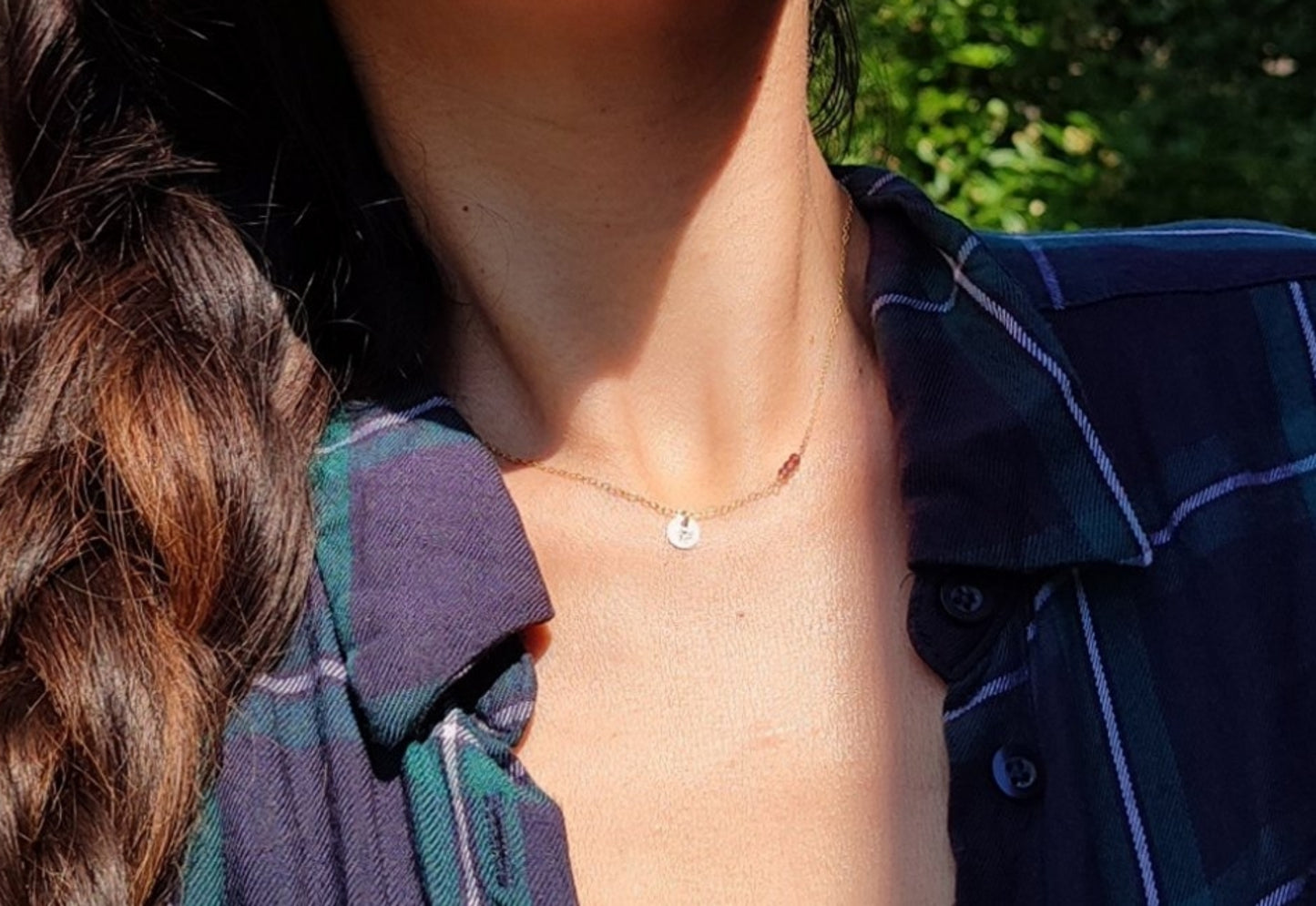 Personalisierte Halskette mit Geburtsstein und Geburtsblume, 925 Sterling Silber, Gold Filled und Roségold filled