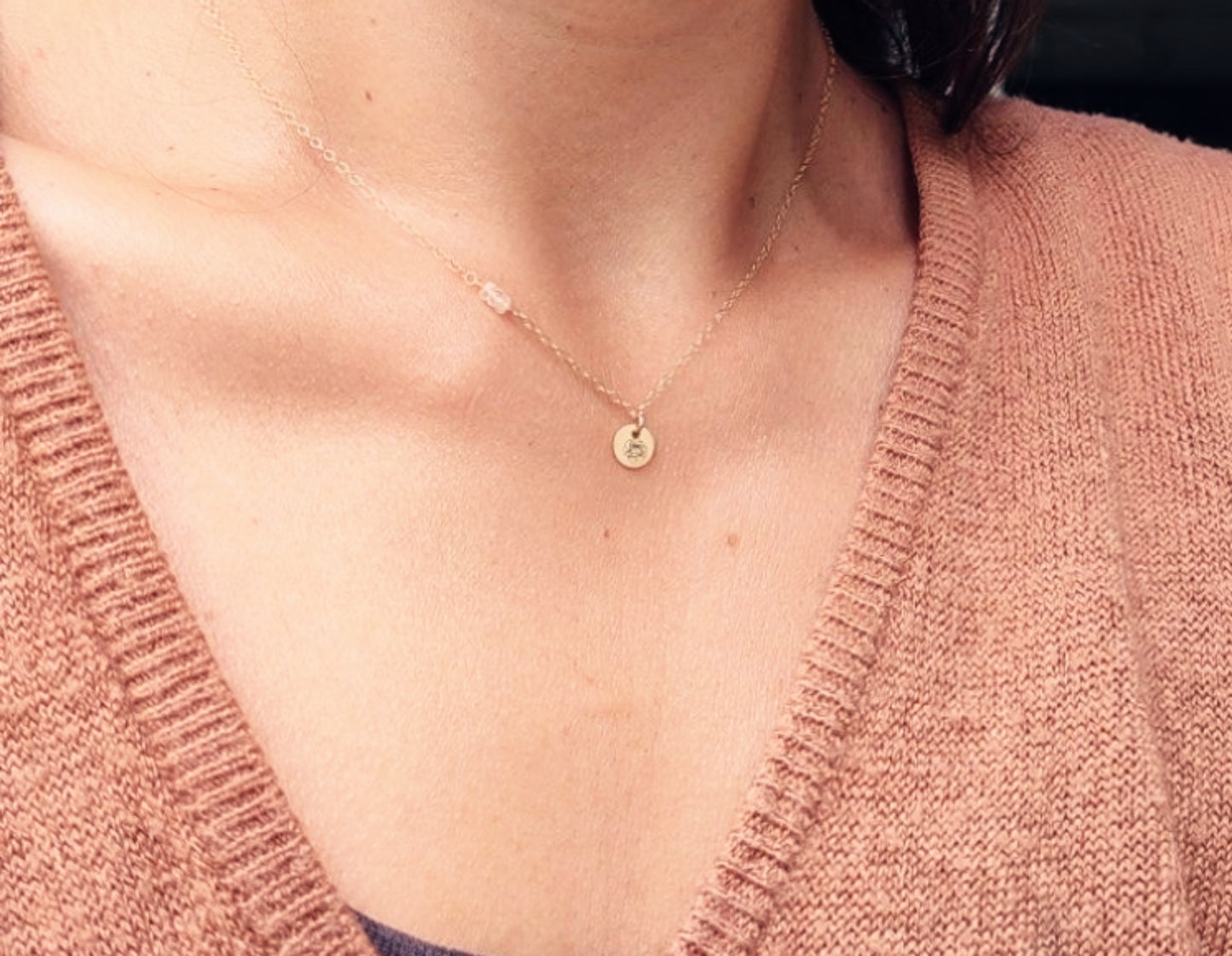 Personalisierte Halskette mit Geburtsstein und Geburtsblume, 925 Sterling Silber, Gold Filled und Roségold filled