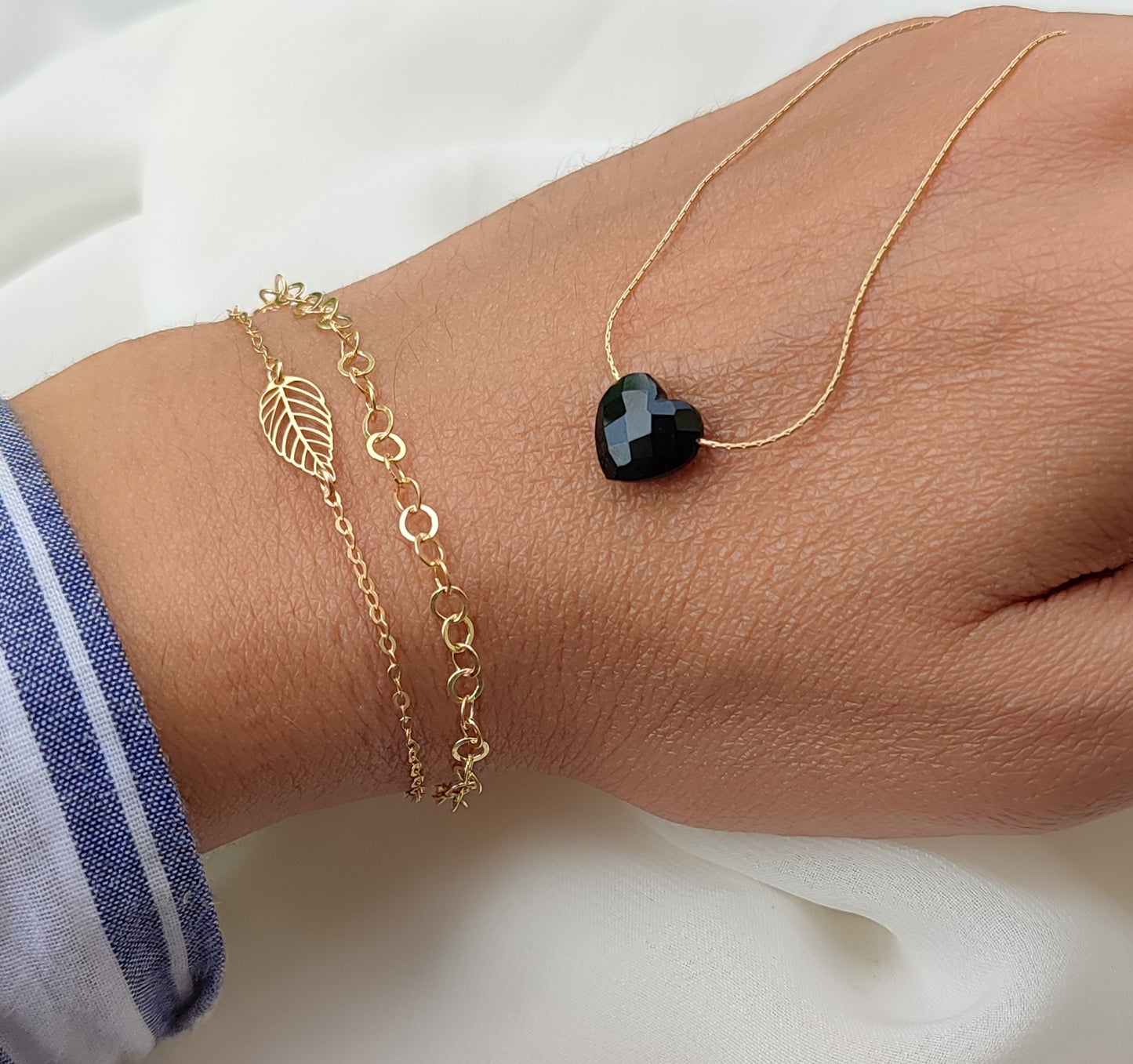 Armband mit Blatt, schlichtes Gold Armband, vergoldetes Sterling Silber