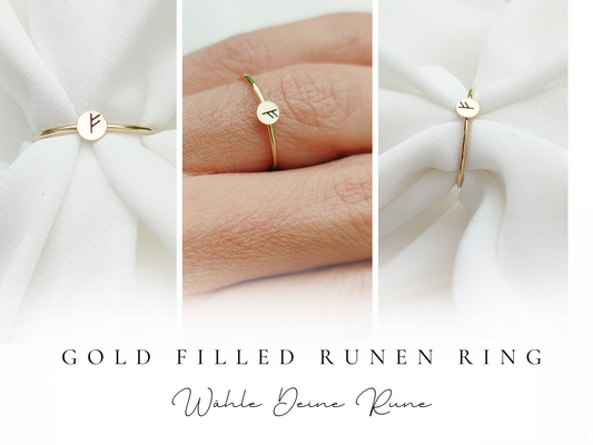 Minimalistischer Ring mit Rune, Personalisierter Runenring in Gold Filled
