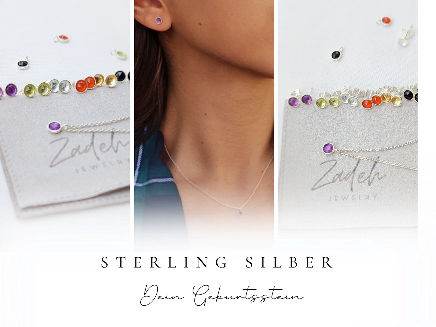 Geburtsstein Ohrstecker, 925 Sterling Silber Ohrringe