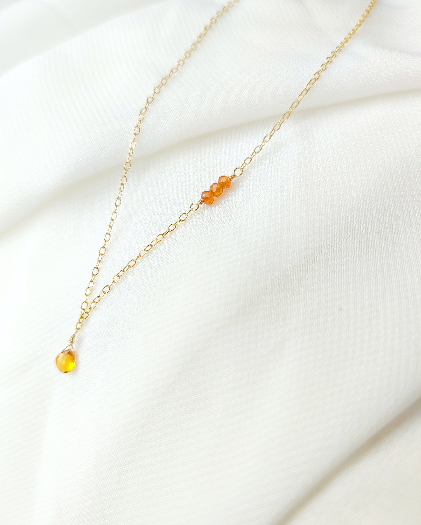 Citrin November Geburtssteinkette, Halskette mit Citrin Tropfen Anhänger