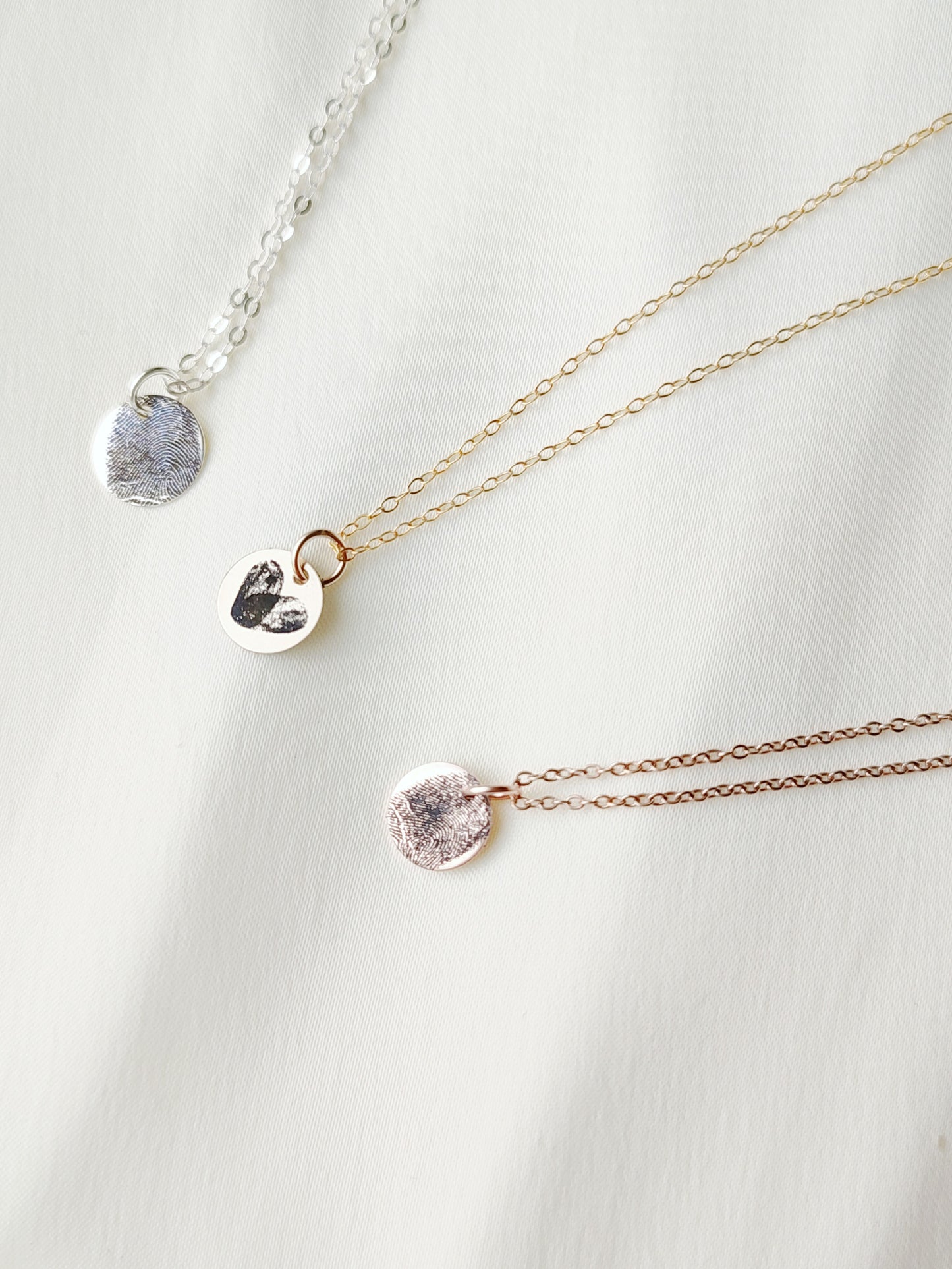 Personalisierte Fingerabdruck Halskette aus 925 Sterling Silber, Gold Filled oder Roségold Filled, Schmuck Geschenk mit persönlicher Gravur