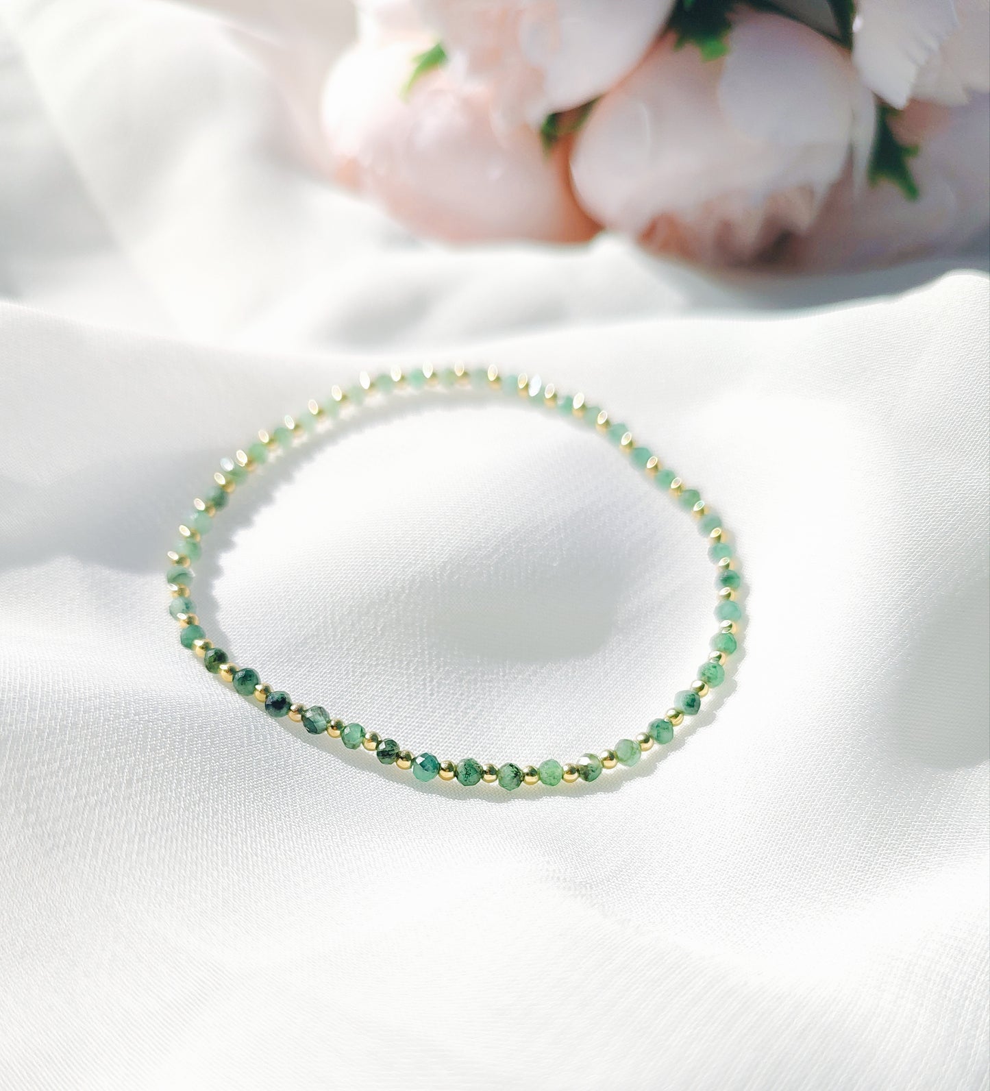 Smaragd Perlen Armband mit Farbverlauf