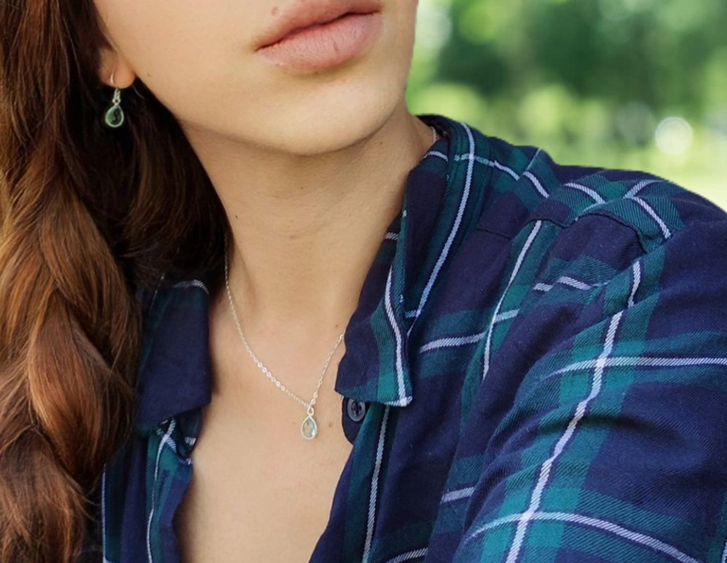 Aquamarin Set Gold oder Silber, Halskette mit Ohrringe, Geschenk für