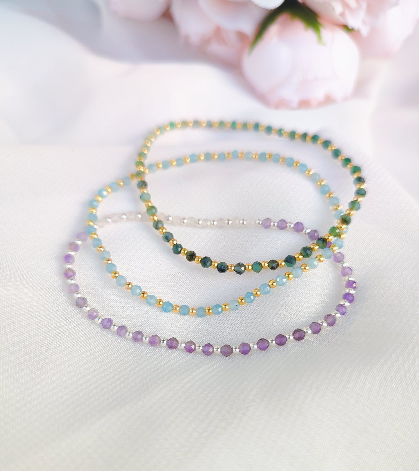 Smaragd Perlen Armband mit Farbverlauf