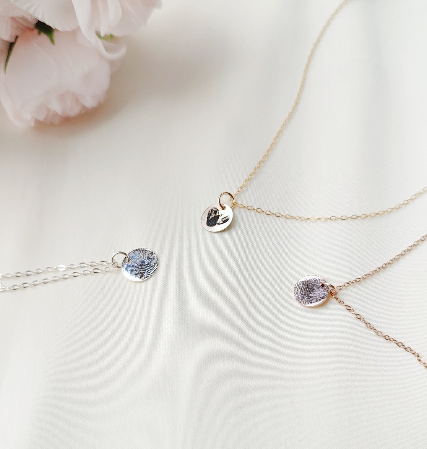 Personalisierte Fingerabdruck Halskette aus 925 Sterling Silber, Gold Filled oder Roségold Filled, Schmuck Geschenk mit persönlicher Gravur