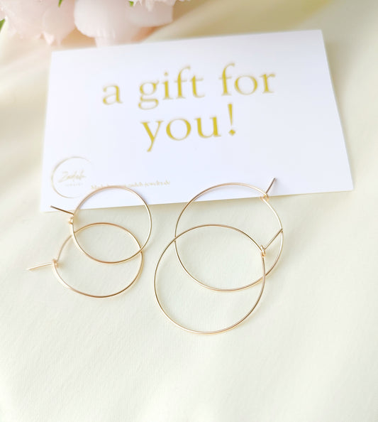 Dünne Draht-Creolen in Gold Filled, 925 Sterling Silber und Roségold Filled - Schmuck Geschenke für Frauen