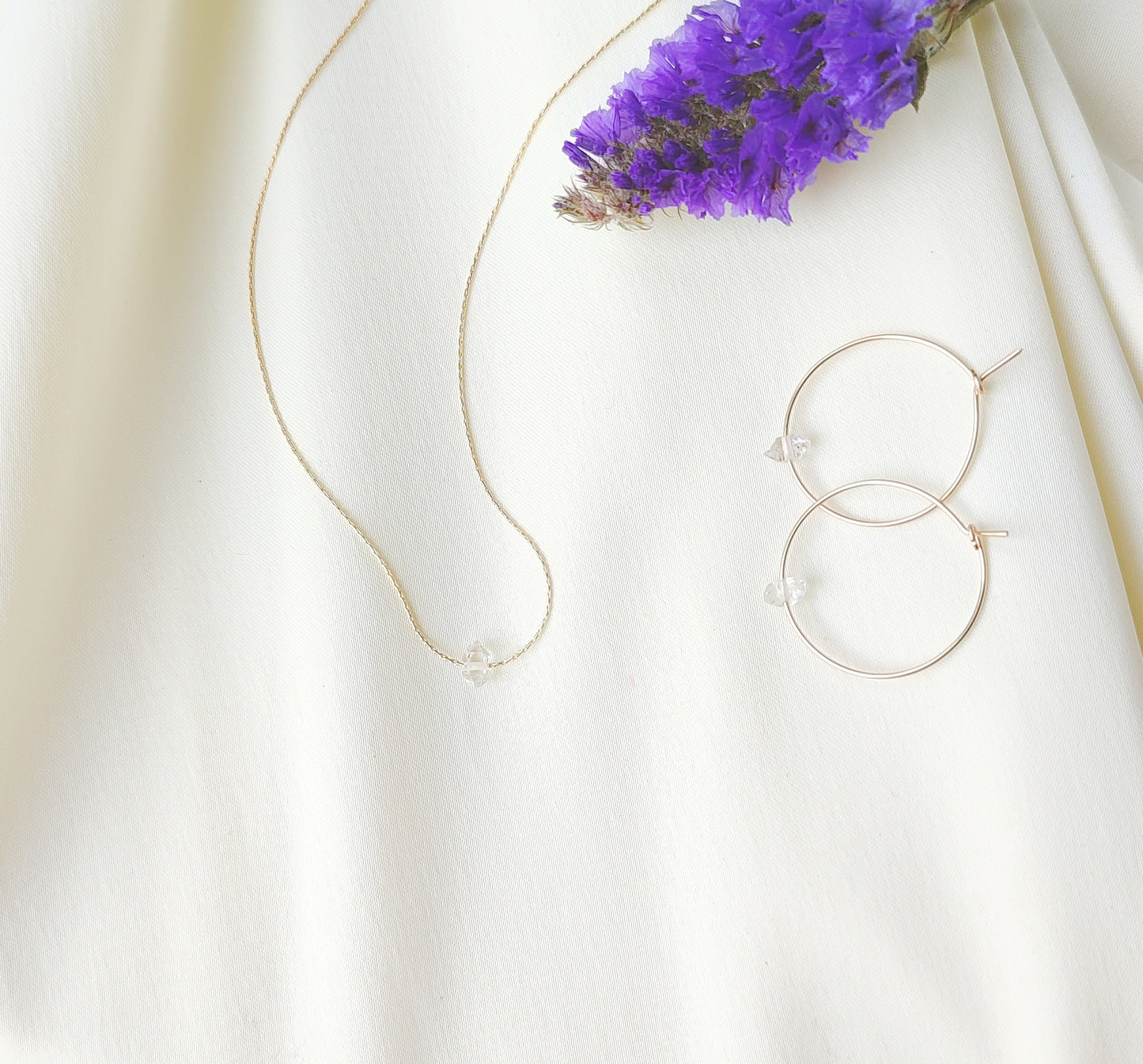 Herkimer Diamant Halskette Gold - Sterling Silber