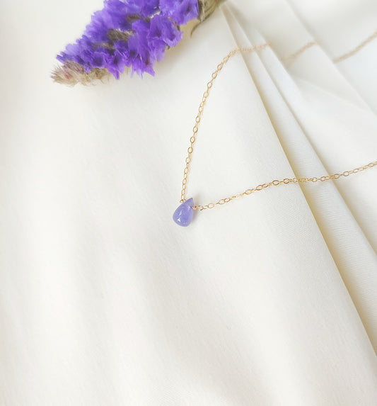 Tansanit Halskette - Dezember Geburtsstein Kette mit Tansanit Tropfen Anhänger