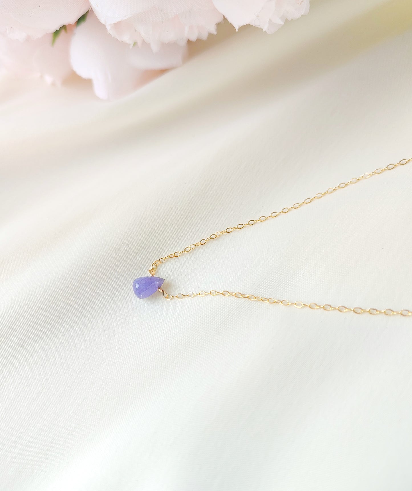 Tansanit Halskette - Dezember Geburtsstein Kette mit Tansanit Tropfen Anhänger