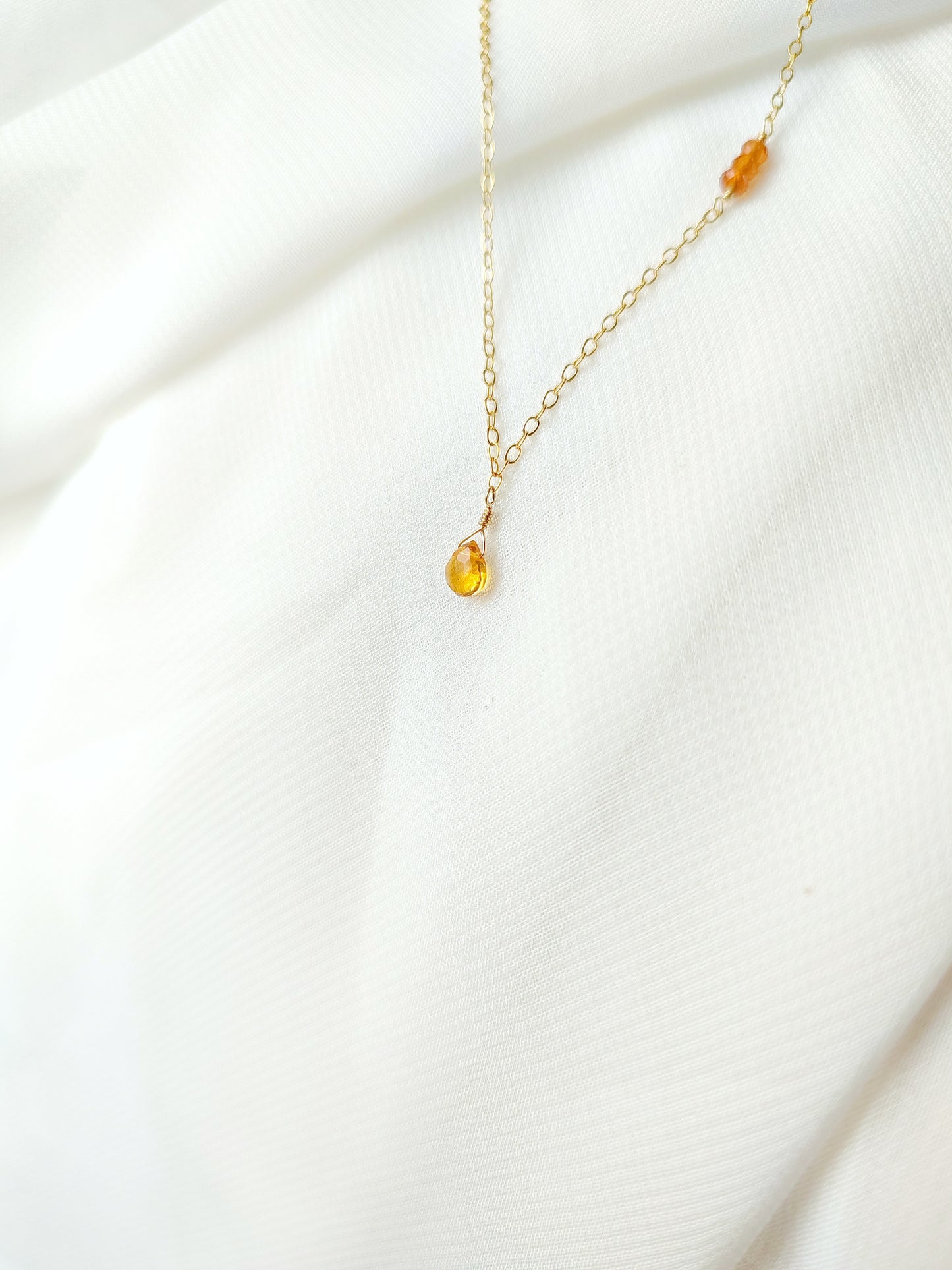 Citrin November Geburtssteinkette, Halskette mit Citrin Tropfen Anhänger