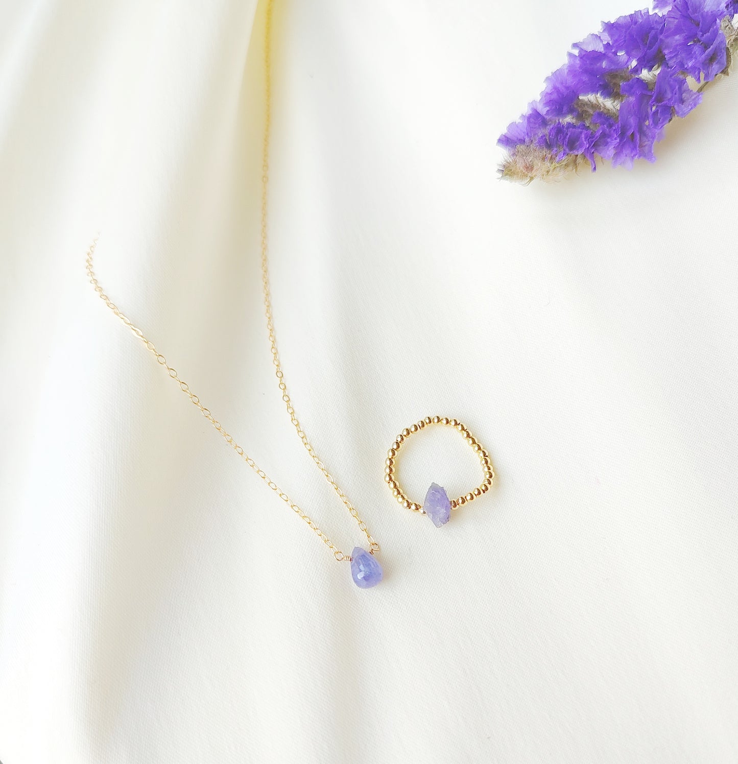 Tansanit Halskette - Dezember Geburtsstein Kette mit Tansanit Tropfen Anhänger