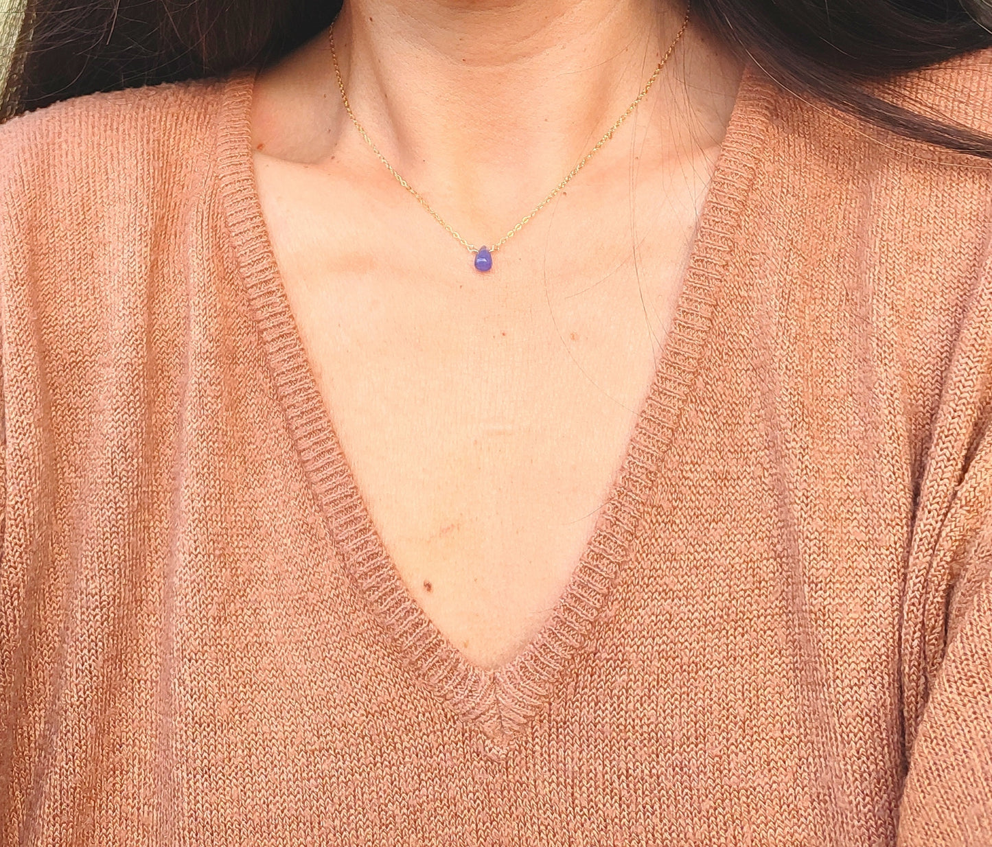 Tansanit Halskette - Dezember Geburtsstein Kette mit Tansanit Tropfen Anhänger