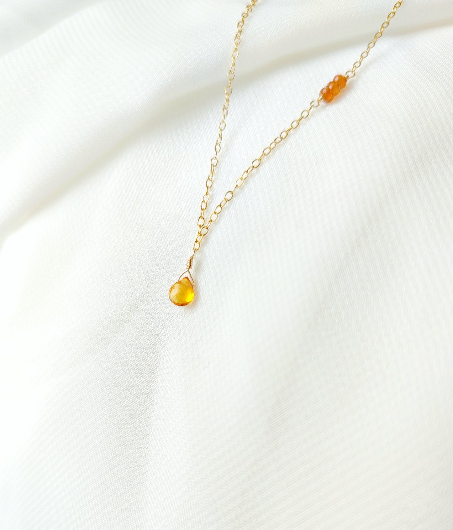 Citrin November Geburtssteinkette, Halskette mit Citrin Tropfen Anhänger