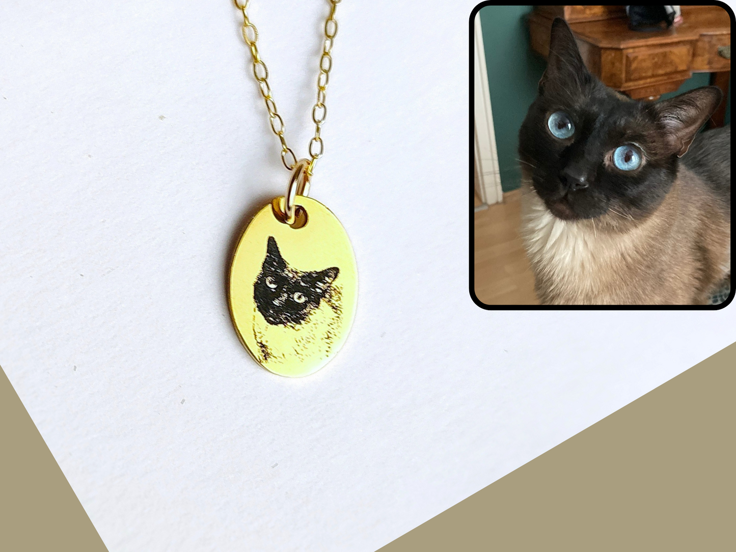 Personalisierte Fotos Halskette, Haustier Andenken Kette aus 925 Sterling Silber oder Gold Filled