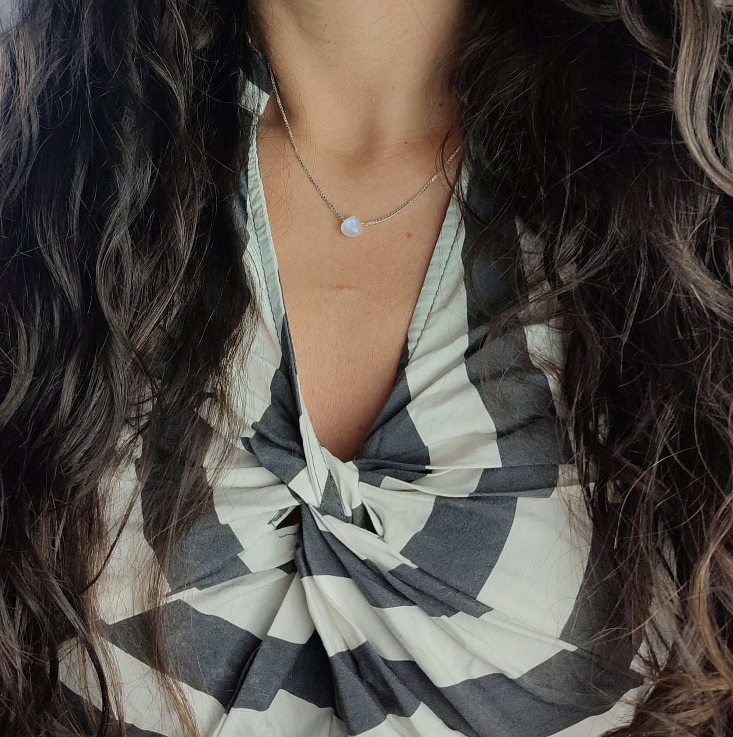 Mondsteinkette 925 Sterling Silber Box Chain Venezianer Kette mit Mondstein Tropfen