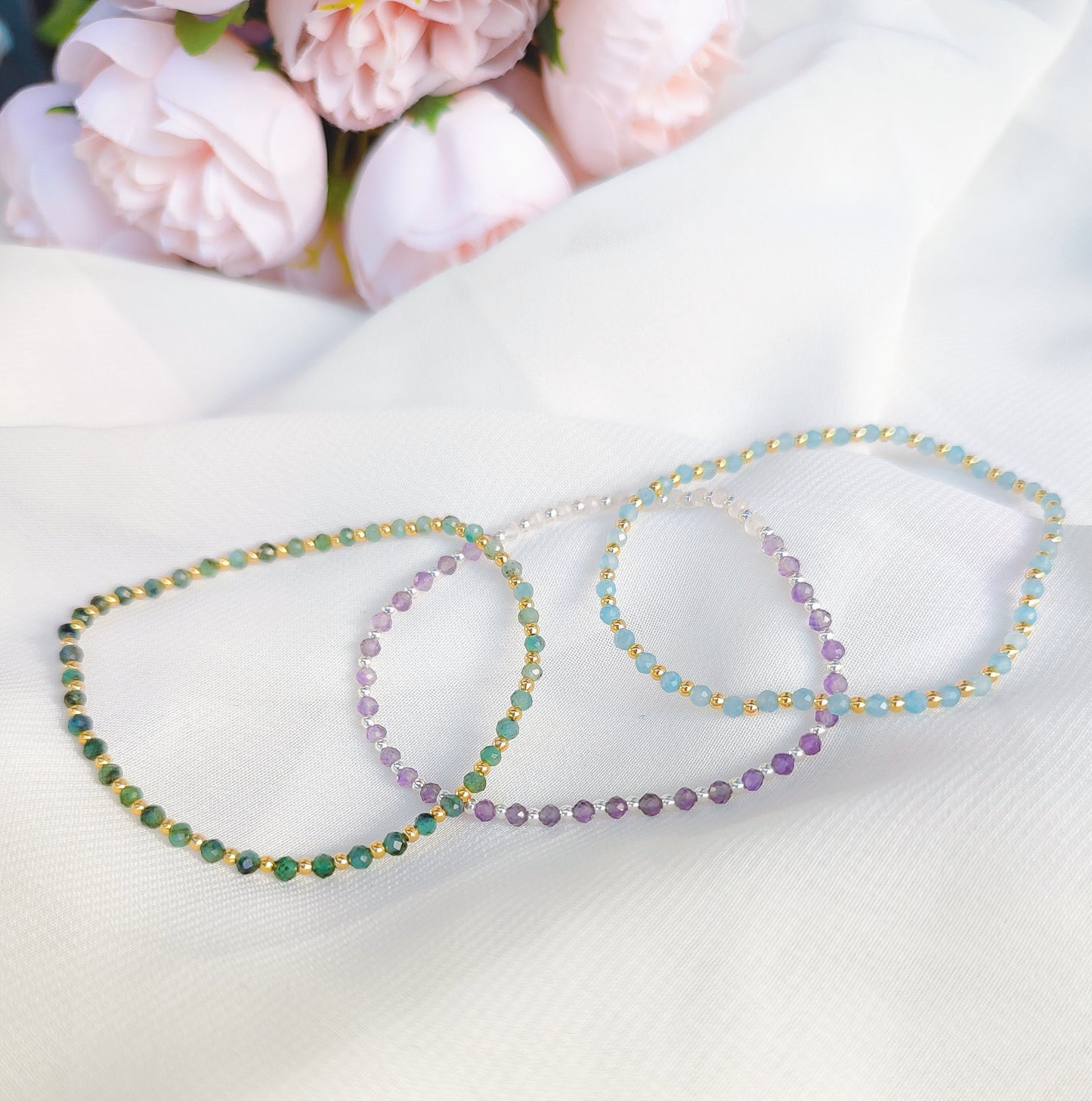 Smaragd Perlen Armband mit Farbverlauf