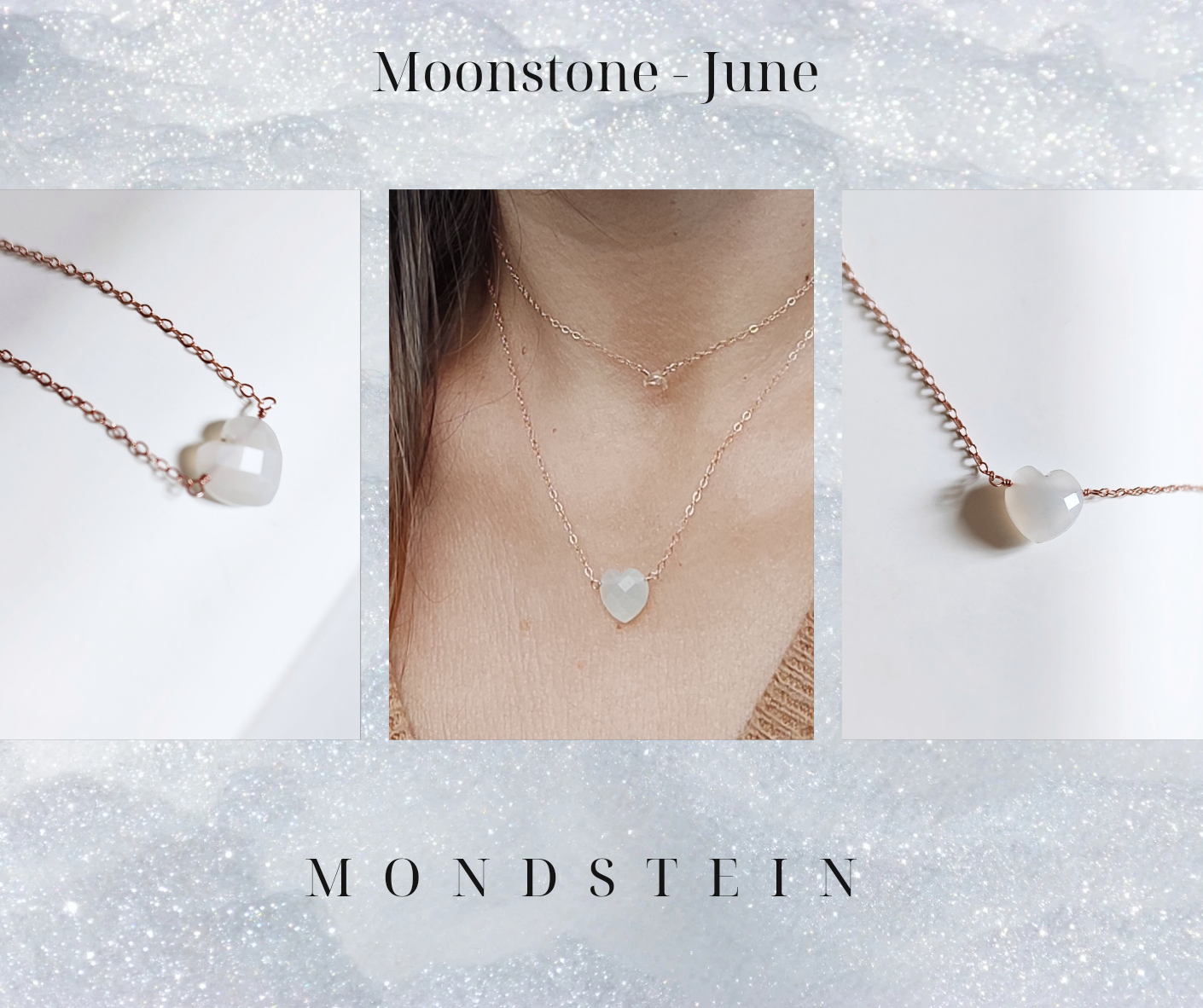Mondstein Herz Halskette