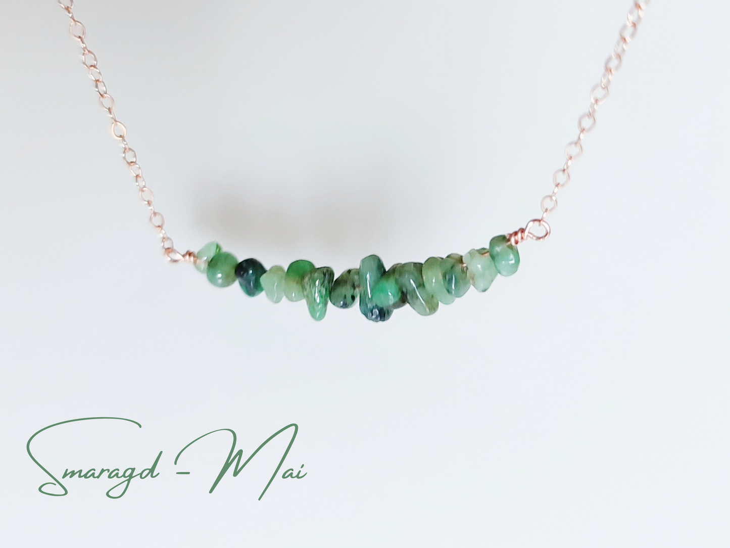 Smaragd Rohstein Halskette, Geburtssteinkette Mai
