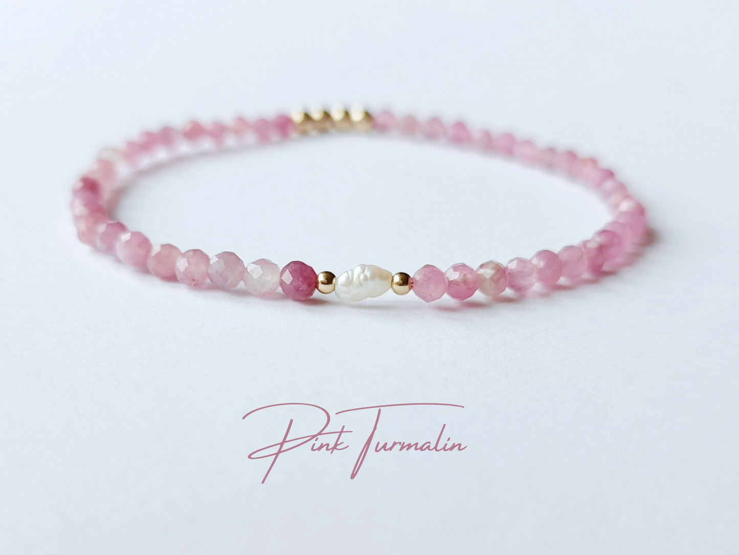 Zierliche Stretch Armbänder mit Perle und Turmalin, Tansanit, Aquamarin oder Morganit Armband