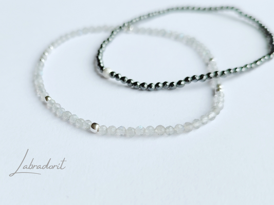 Labradorit Stretch Armband, dehnbares Armband mit 2 mm Labradorit Perlen