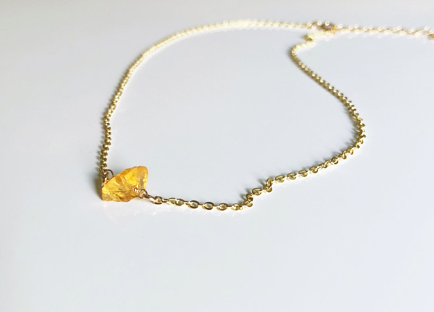 Citrin Rohsteinkette, November Geburtsstein Halskette