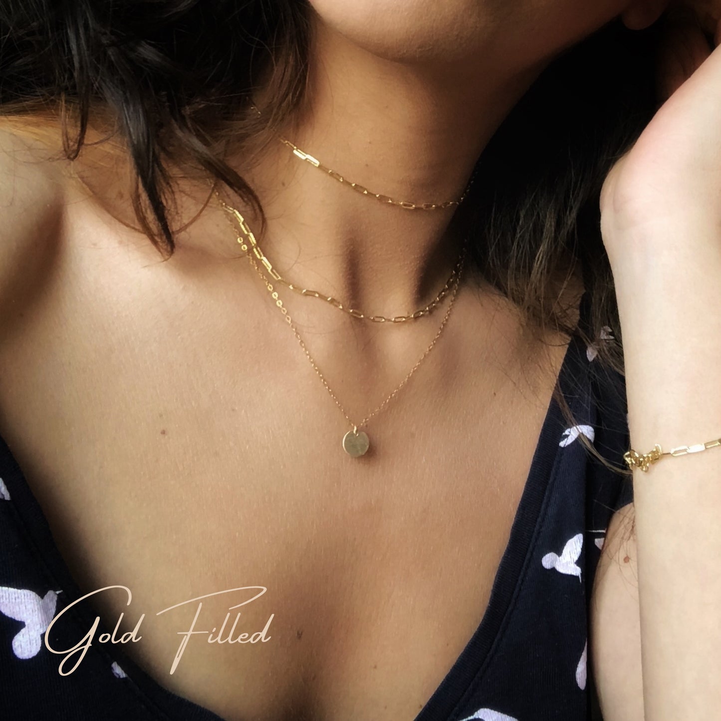 Paperclip Halskette aus Silber, Gold/Roségold filled