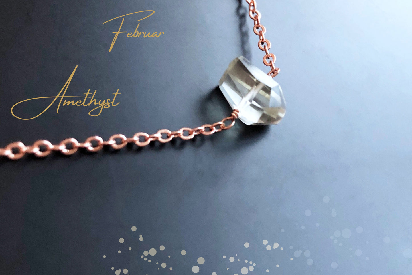 Halskette mit grünem Amethyst Rohstein - Februar Geburtsstein