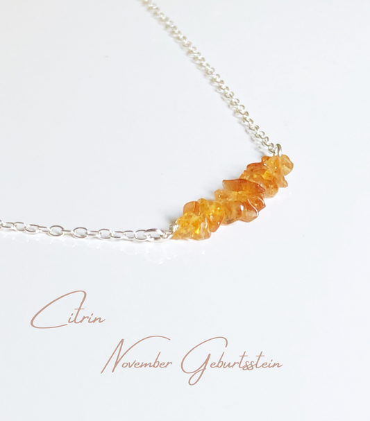 Citrin Rohstein Halskette, November Geburtsstein Kette