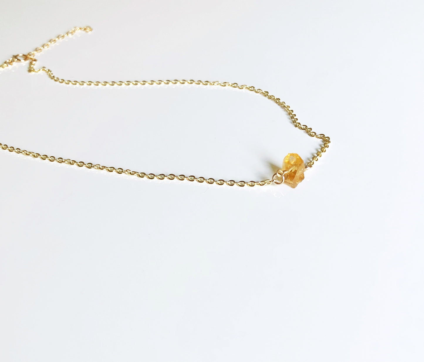 Citrin Rohsteinkette, November Geburtsstein Halskette