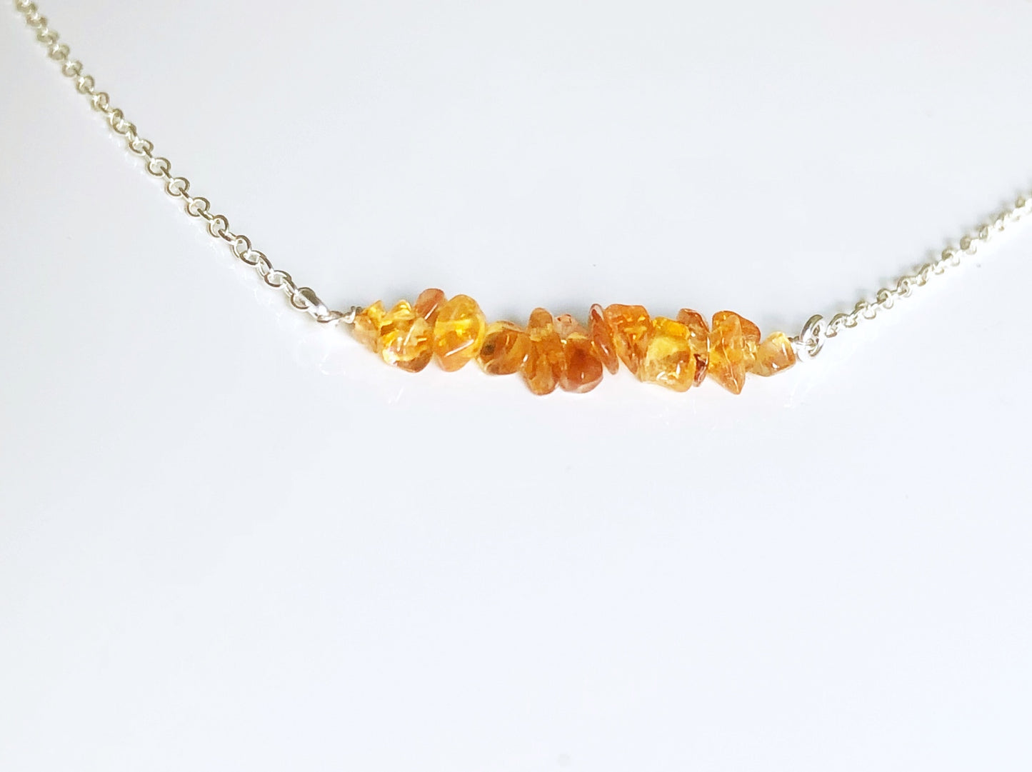 Citrin Rohstein Halskette, November Geburtsstein Kette
