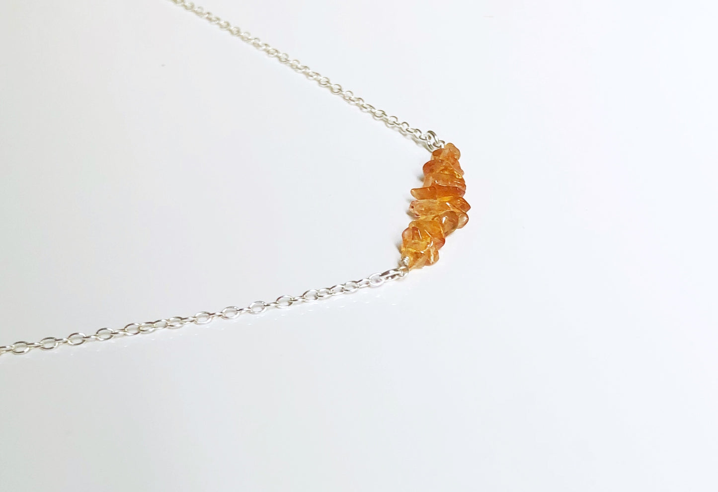 Citrin Rohstein Halskette, November Geburtsstein Kette