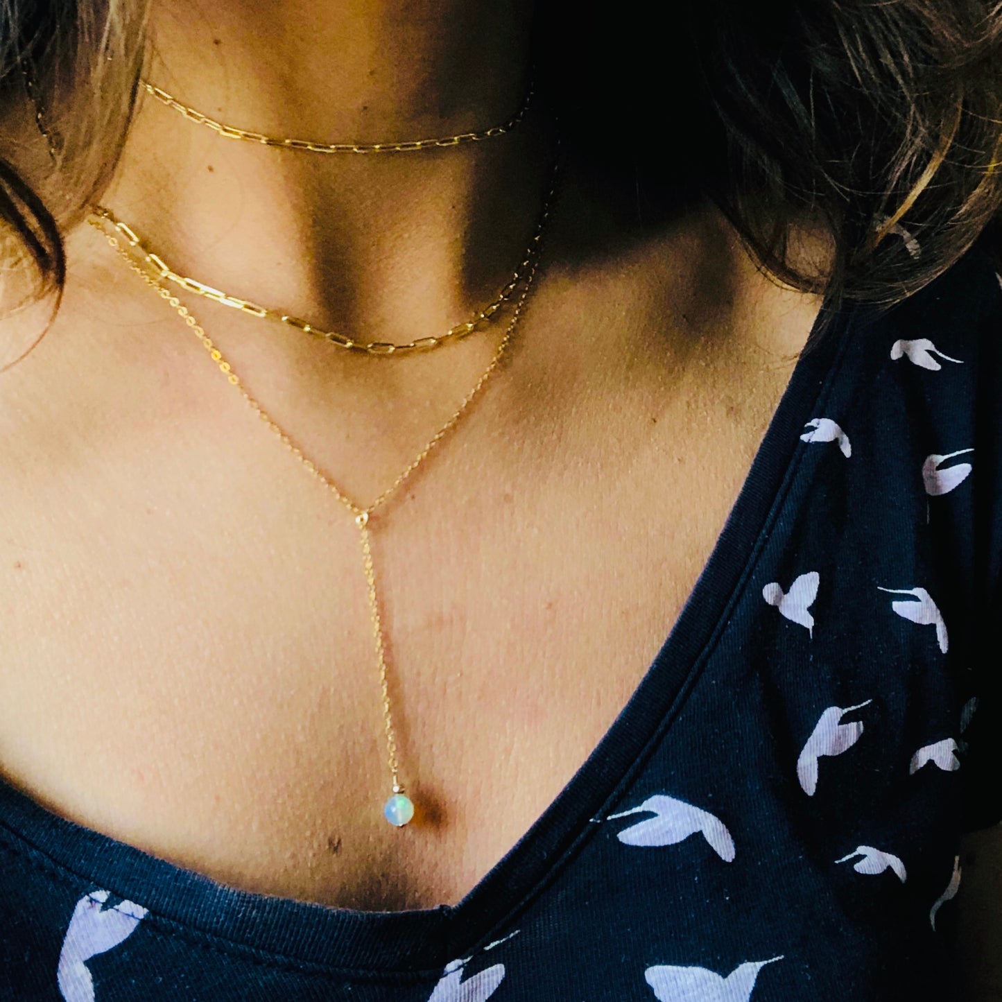 Opal Y Halskette mit Edelstein Kugel