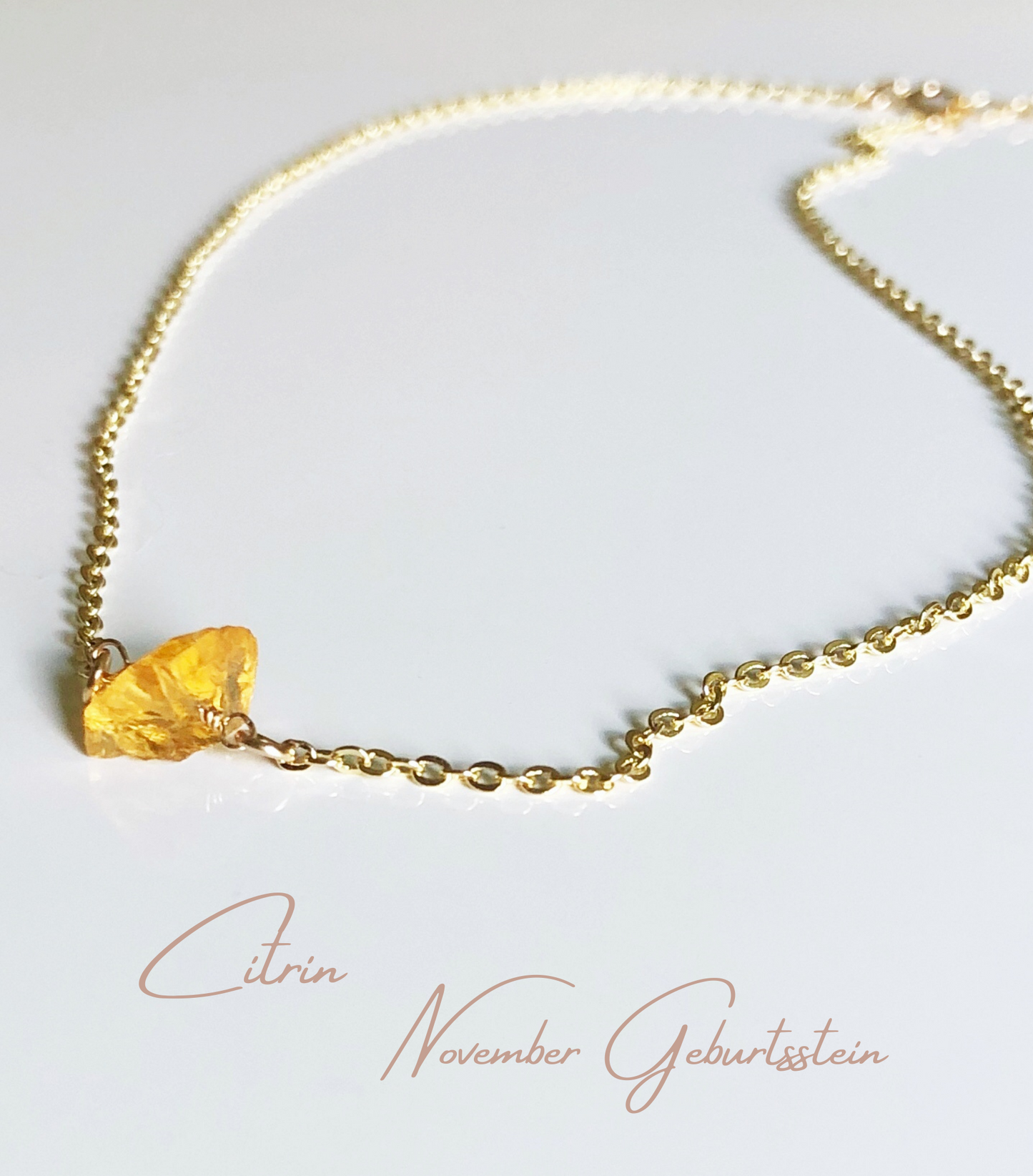 Citrin Rohsteinkette, November Geburtsstein Halskette