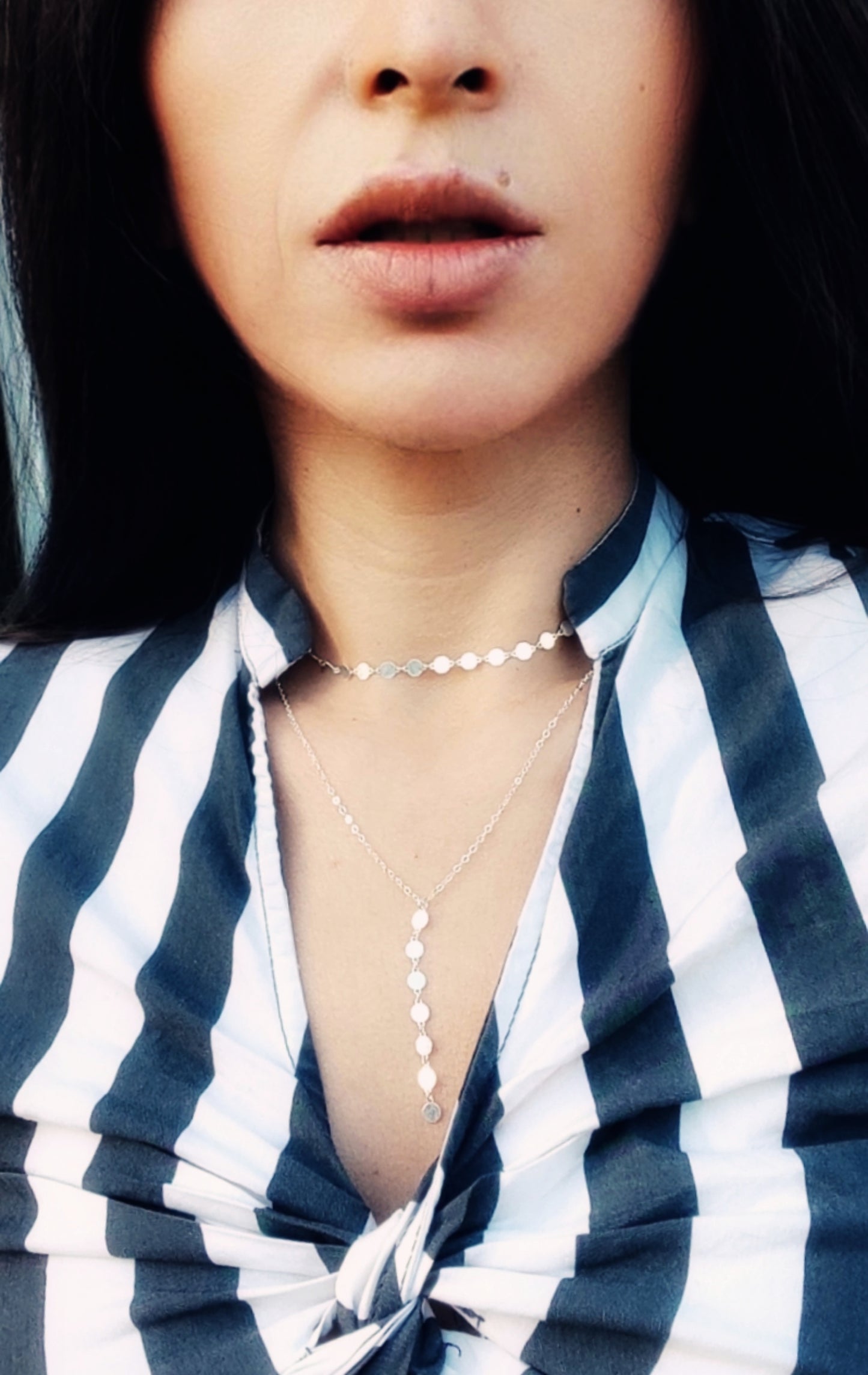 Sterling Silber Choker, 4mm Plättchen Halskette