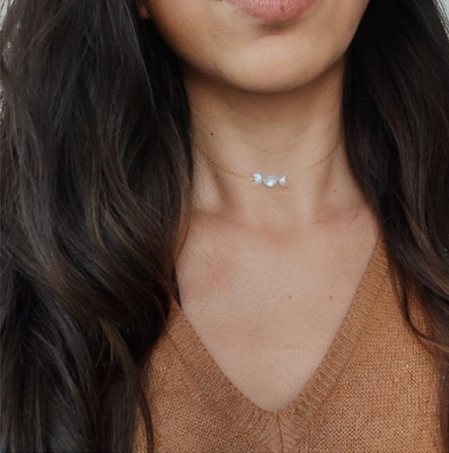 Mondstein Mondphasen Halskette mit echten Mondsteinen