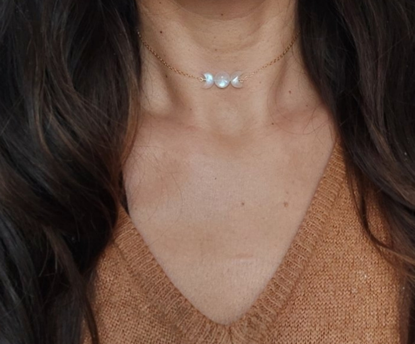 Mondstein Mondphasen Halskette mit echten Mondsteinen