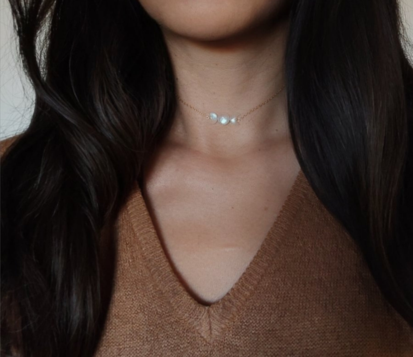 Mondstein Mondphasen Halskette mit echten Mondsteinen