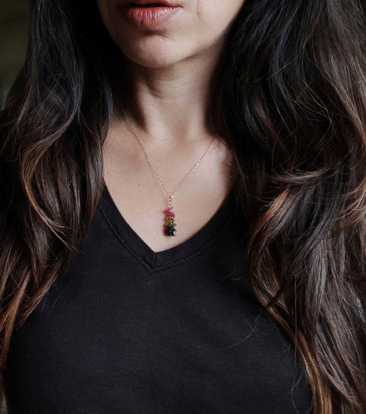 Bunte Turmalin Halskette