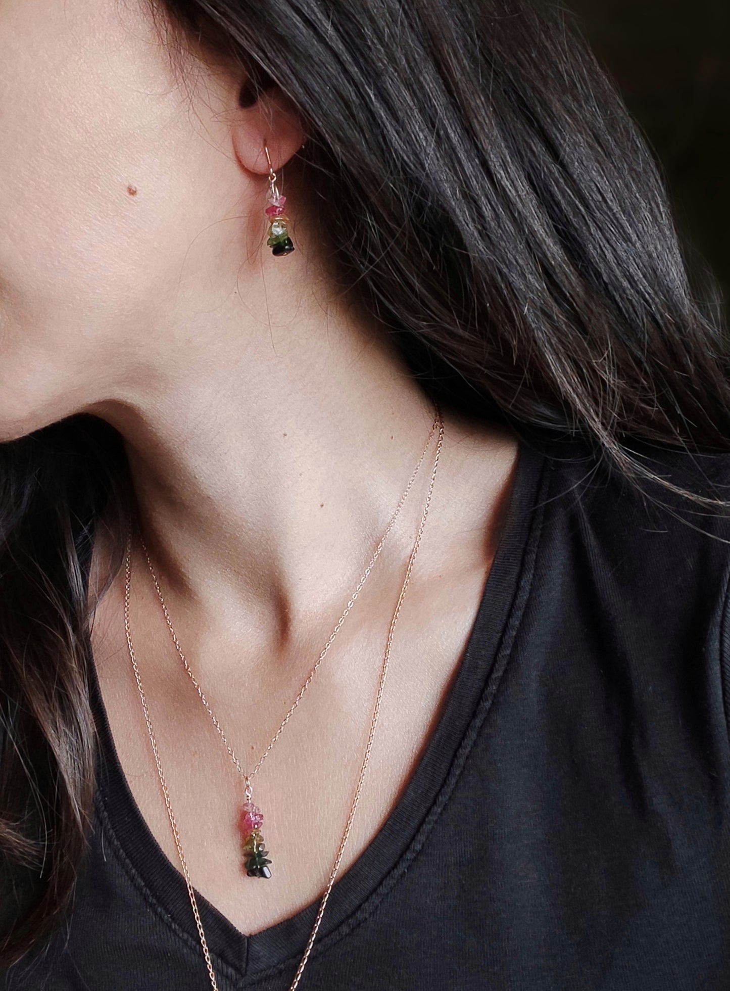 Bunte Turmalin Halskette