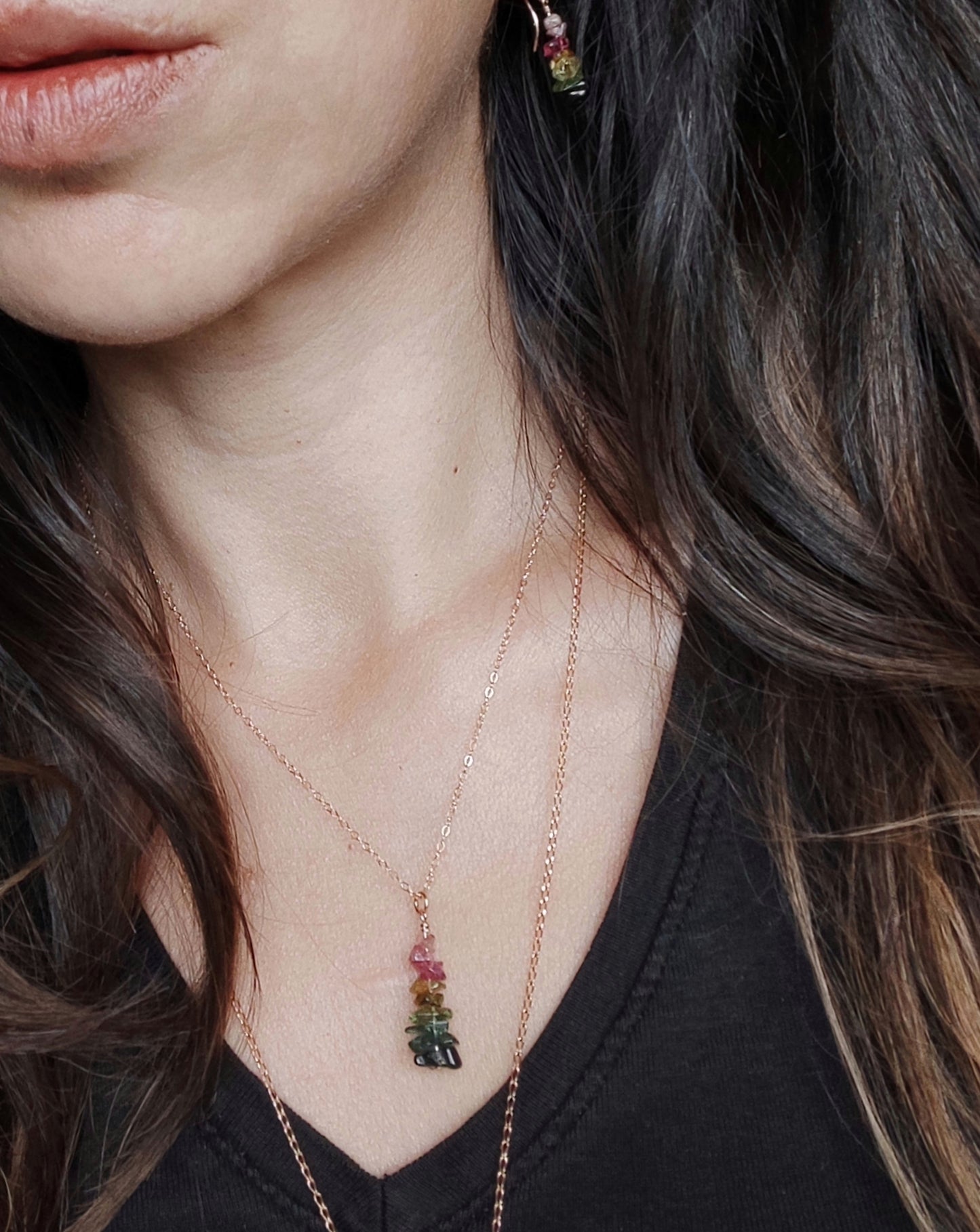 Bunte Turmalin Halskette